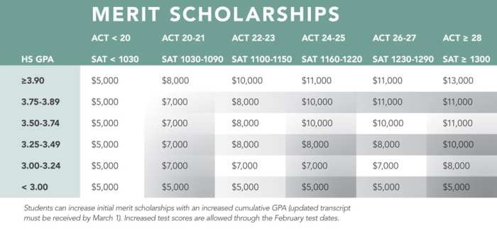 Merit based scholarships